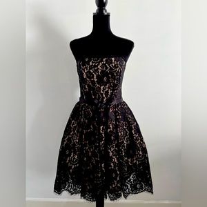Robert Rodriquez Neiman Marcus for Target Black Tan Lace DRESS Strapless, Sz 12